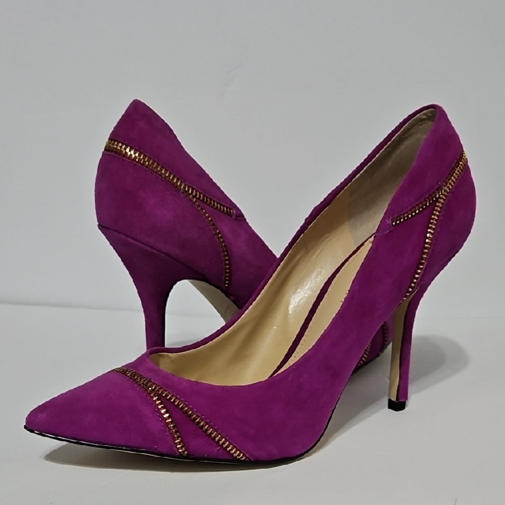 Enzo Angiolini Fuchsia Heels with Gold Accents